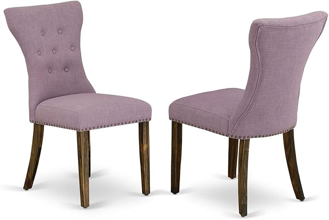 East West Furniture GAP7T40 Gallatin Parson Kitchen Chairs - Button Tufted Nailhead Trim Dahlia Linen Fabric Padded Dining Chairs, Set of 2, Jacobean