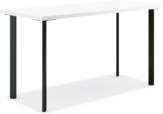 HON Coze Home Office Desks, Sturdy Table Computer Desk, 54", White Top, Black Base