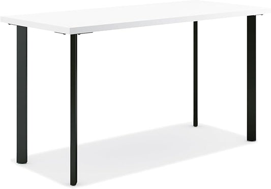 HON Coze Home Office Desks, Sturdy Table Computer Desk, 54", White Top, Black Base