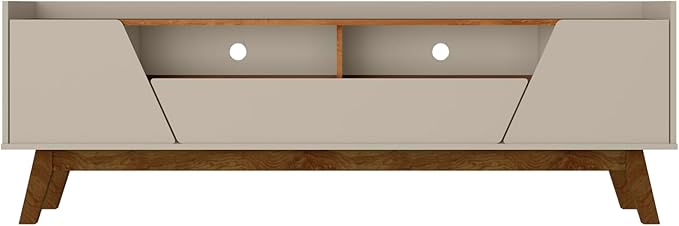 Manhattan Comfort Marcus Mid Century Modern 70 Inch TV Stand with Drawers, Cable Management, 4 Shelves and Soft Close Doors, Entertainment Center and Media Console for Living Room, Off White