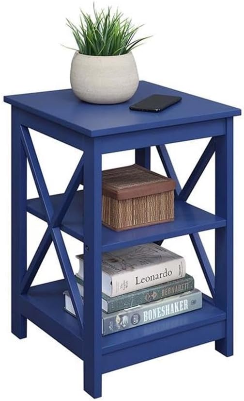 Convenience Concepts Oxford End Table 15.75" - Modern Living Room Table with Storage Shelves, Transitional Nightstand Side Table for Home Decor and Display, Cobalt Blue