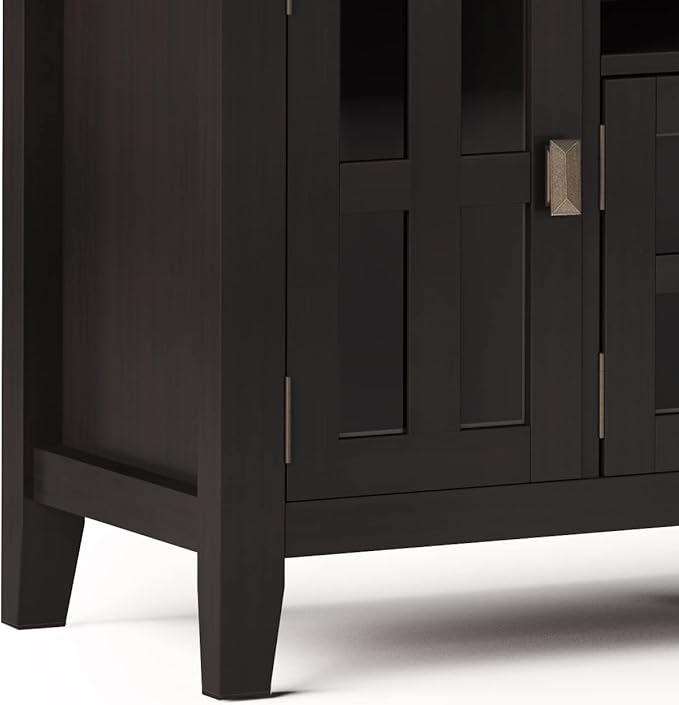 SIMPLIHOME Artisan SOLID WOOD 72 Inch Wide Transitional TV Media Stand in Hickory Brown for TVs up to 80 Inches, For the Living Room and Entertainment Center