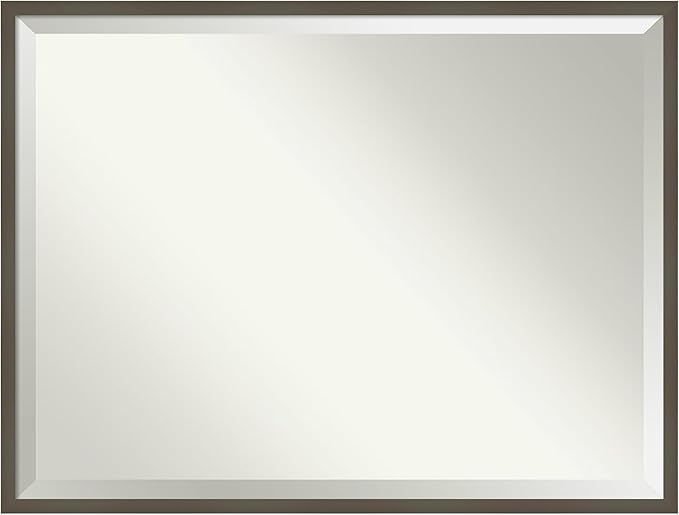 Amanti Art Grey Wall Mirror 31x41 Svelte Clay Grey Rectangle Bathroom Mirror for Wall Decor Living Room, X-Large Modern Wood Frame, Hangs Horizonally and Vertically, Bathroom Decor, Beveled Edge