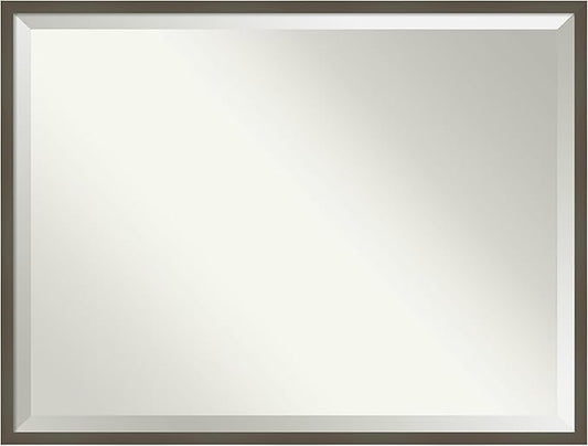 Amanti Art Grey Wall Mirror 31x41 Svelte Clay Grey Rectangle Bathroom Mirror for Wall Decor Living Room, X-Large Modern Wood Frame, Hangs Horizonally and Vertically, Bathroom Decor, Beveled Edge