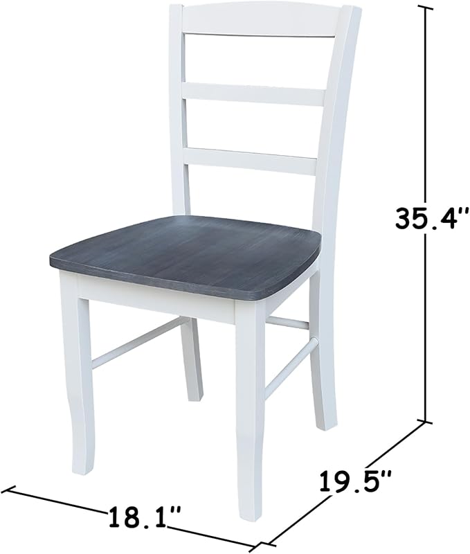 IC International Concepts Set of Two Madrid Ladderback Dining Chairs, White/Heather Gray