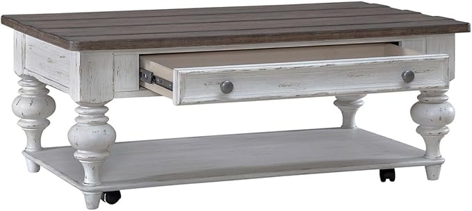 Liberty Furniture River Place Living Room Cocktail Table - Riverstone White & Tobacco