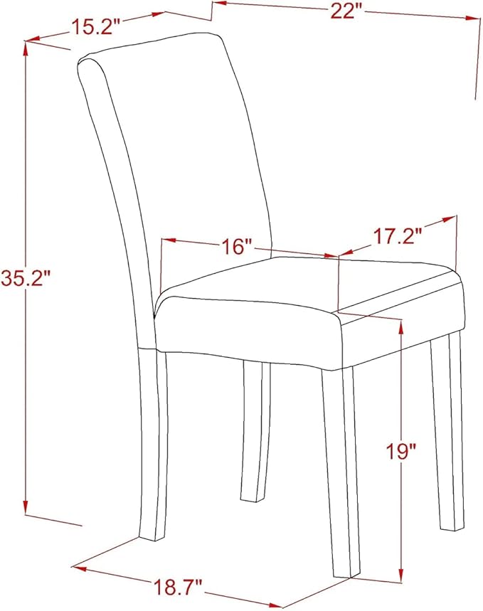 East West Furniture V677AB624-9 9 Piece Dining Set Includes a Rectangle Dining Room Table with V-Legs and 8 Black Color Linen Fabric Upholstered Parson Chairs, 40x72 Inch, Multi-Color