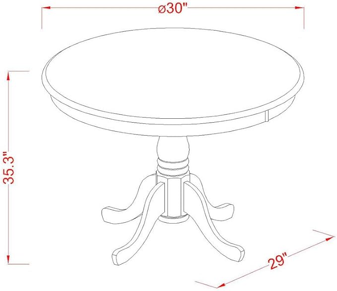East West Furniture EDVN5-WHI-C 5 Piece Counter Height Dining Table Set Includes a Round Kitchen Table with Pedestal and 4 Linen Fabric Upholstered Dining Chairs, 30x30 Inch, Buttermilk & Cherry