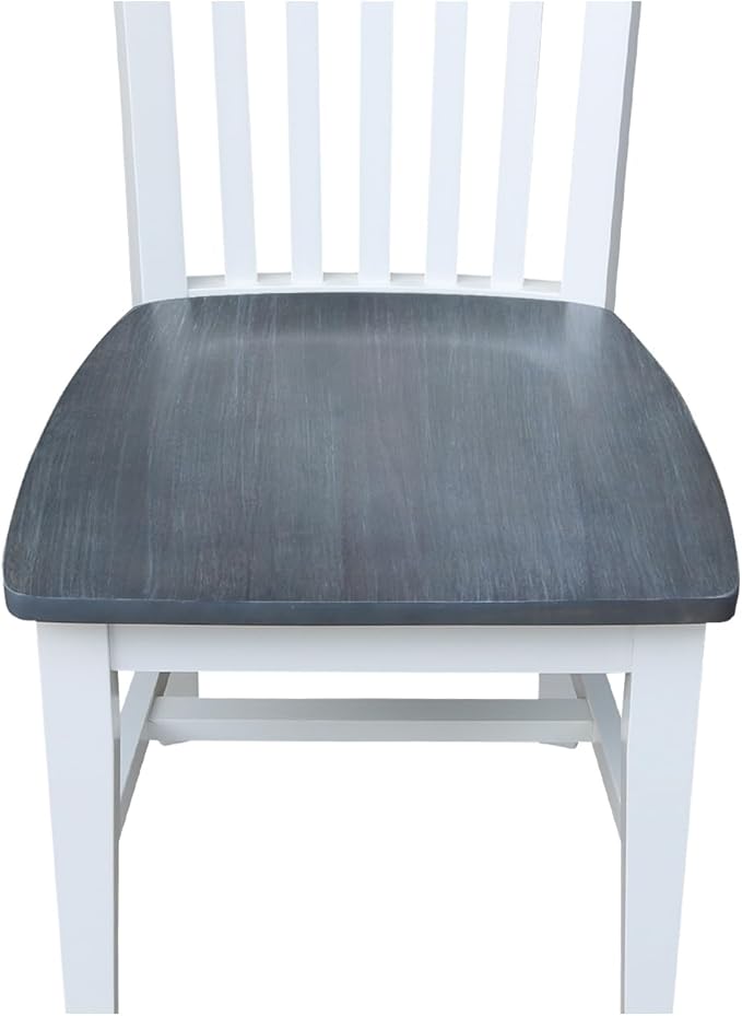 International Concepts Set of Two Tall Mission Chairs, White/Heather gray