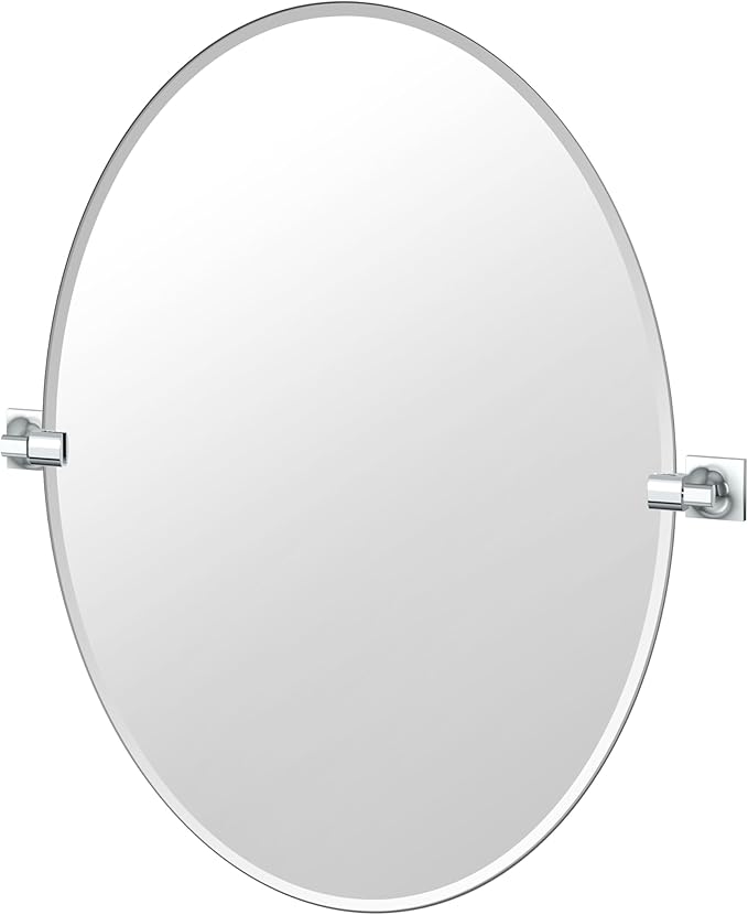 Gatco 5589LG Waterline Frameless Oval Mirror, 32 Inch, Chrome