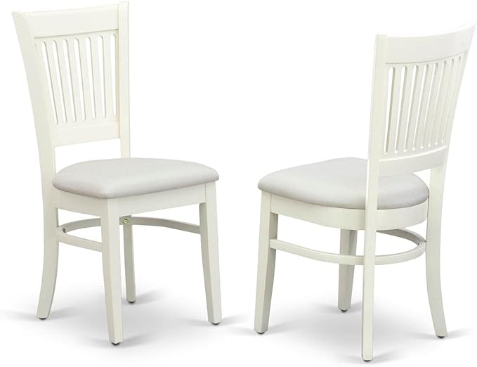 East West Furniture DLVA3-LWH-C 3 Piece Modern Dining Table Set Contains a Round Wooden Table with Dropleaf and 2 Linen Fabric Upholstered Dining Chairs, 42x42 Inch, Linen White