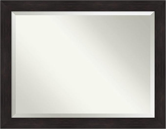 Amanti Art Brown Wall Mirror 36x46 Furniture Espresso Rectangle Bathroom Mirror for Wall Decor Living Room, X-Large Casual Frame, Hangs Horizonally and Vertically, Bathroom Decor, Beveled Edge from WI