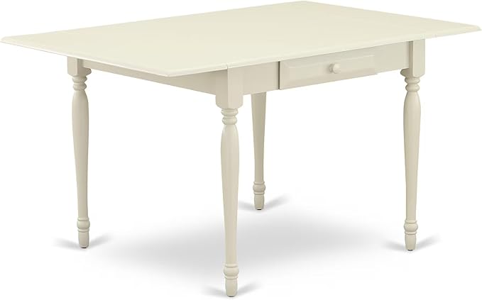 East West Furniture MZCL5-LWH-W 5 Piece Dinette Set for 4 Includes a Rectangle Dining Room Table with Dropleaf and 4 Dining Chairs, 36x54 Inch, Linen White