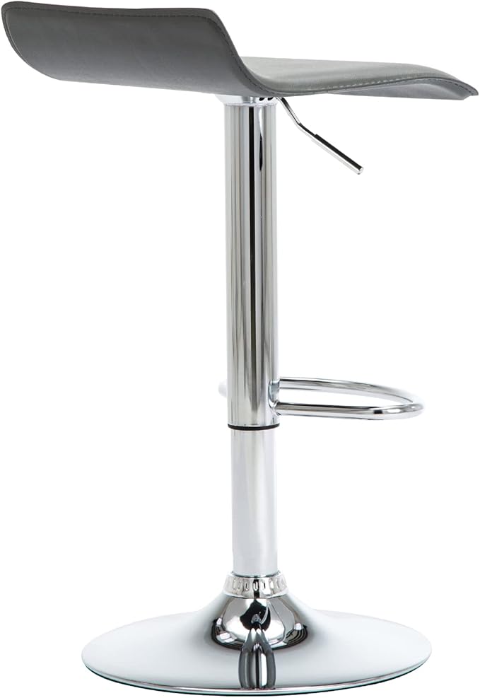 NOBPEINT Contemporary Chrome Air Lift Adjustable Swivel Bar Stool, Set of 2, Gray