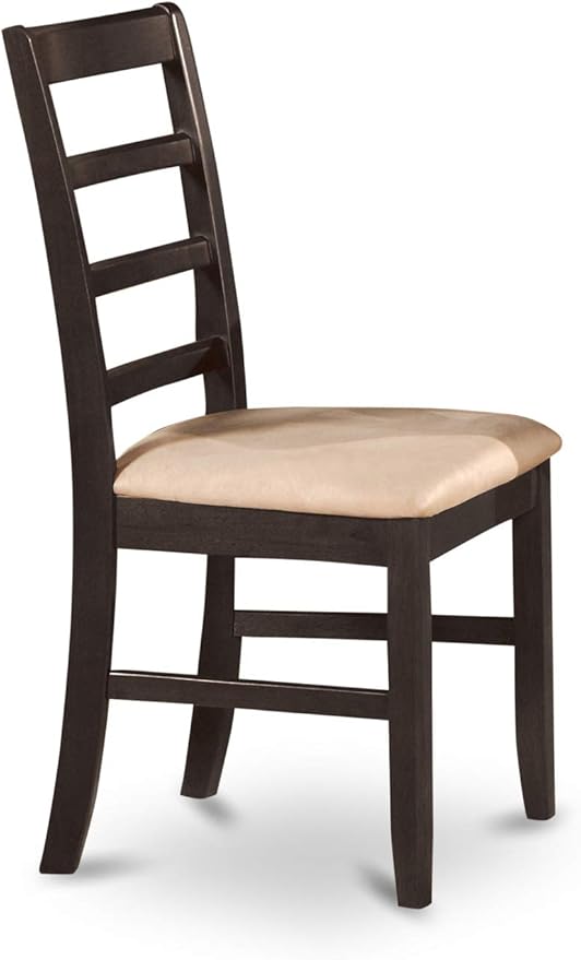 East West Furniture SUPF5-BCH-C 5 Piece Kitchen Table & Chairs Set Includes a Round Dining Table with Dropleaf & Shelves and 4 Linen Fabric Dining Room Chairs, 42x42 Inch, Black & Cherry
