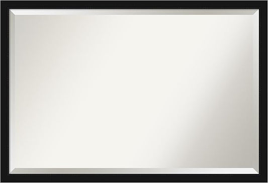 Amanti Art Black Bathroom Mirror for Over Sink, 26x38 Avon Black Narrow Rectangle Vanity Mirror, Large Casual Frame, Hangs Horizonally and Vertically, Bathroom Wall Decor, Beveled Edge