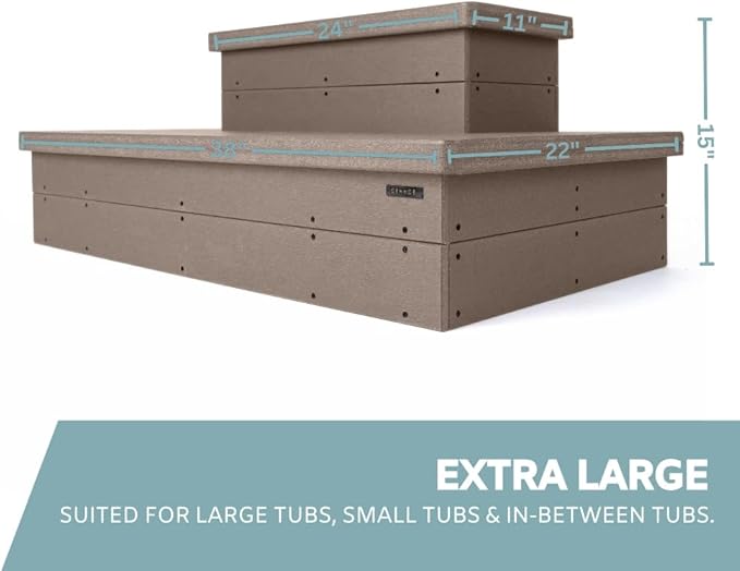Heavy Duty Hot Tub Steps with Storage - Waterproof, Non-Slip & No Maintenance - Large 700LBS Capacity - Multi Angle Access - Ideal for Spa Steps, Hot Tub Stairs - Brown Spa Step for Outdoor