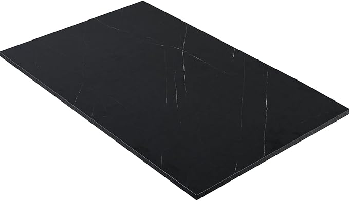 Kaboon Universal Tabletop 47.25"x30", Solid One-Piece Melamine Table Top, Double Desk L-Desk DIY, Home and Office,Cloud Atlas/Black Marble