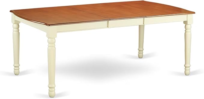 East West Furniture DODA7-BMK-W 7 Piece Dining Table Set Consist of a Rectangle Dinner Table with Butterfly Leaf and 6 Dining Room Chairs, 42x78 Inch, Buttermilk & Cherry