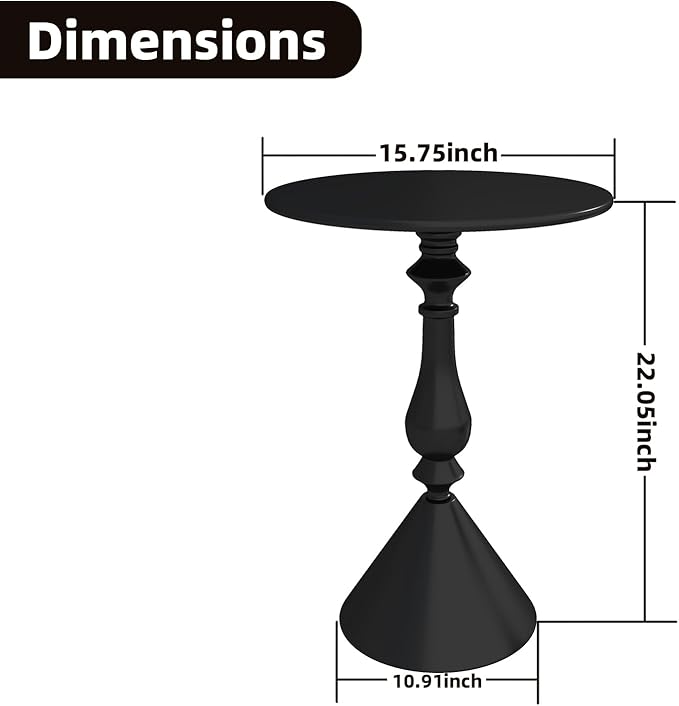 Benkyo Living Room Side Tables Set of 2 Black Round Small End Tables livingroom Sofa End Tables Set of 2 Metal Nightstands Morden Side Table for Bedroom，Black