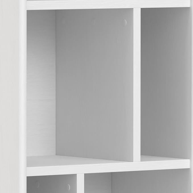 SIMPLIHOME Draper Solid Hardwood 64 inch x 22 inch Mid Century Modern Bookcase and Storage Unit in White for The Living Room, Study Room and Office