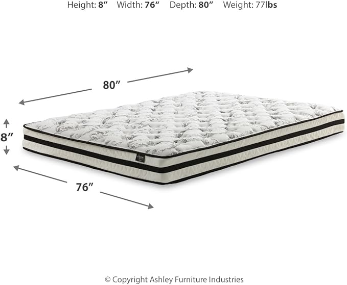 Signature Design by Ashley M69541 King Size Chime 8 Inch Medium Firm Innerspring Pressure Relief Quilt Foam, Fiberglass Free, Mattress in A Box