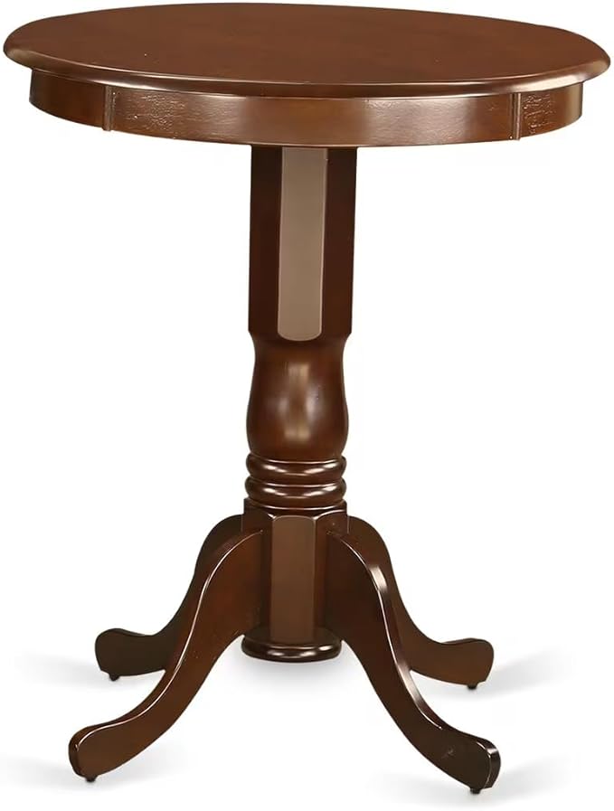 East West Furniture EDBU5-MAH-LC 5 Piece Counter Height Pub Set Includes a Round Dining Table with Pedestal and 4 Faux Leather Upholstered Kitchen Chairs, 30x30 Inch, Mahogany