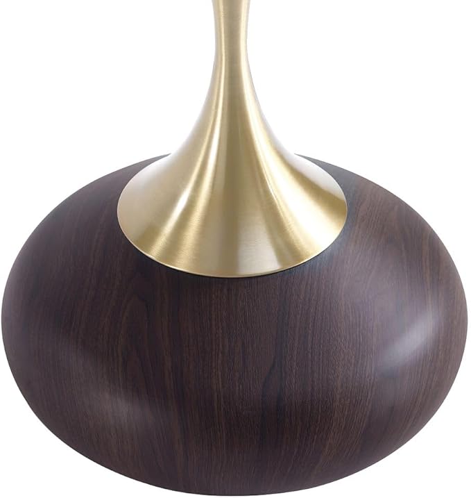 Manhattan Comfort Patchin Modern 15.75" Round End Table - Sleek Wood-Finished Steel Base with Gold Tabletop, Fully Assembled Accent Furniture, Set of 1, Brown/Gold