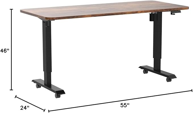 Monomi 55" Electric Standing Desk,Height Adjustable Home Office Sit Stand Up Computer PC Table,Tall Standup Workstation, Gaming Writing Study Bedroom Rising Desks,Brown