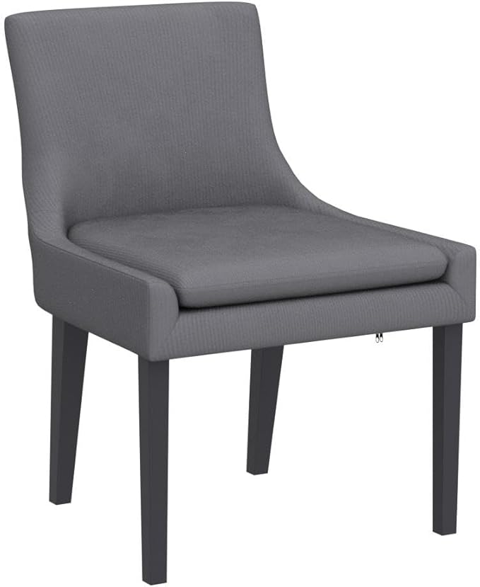 COLAMY Modern Dining Chairs Set of 4, Upholstered Corduroy Accent Side Leisure Chairs with Mid Back and Wood Legs for Living Room/Dining Room-Grey