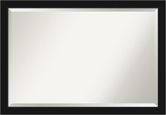 Amanti Art Black Bathroom Mirror for Over Sink, 27x39 Avon Black Rectangle Vanity Mirror, Large Casual Frame, Hangs Horizonally and Vertically, Bathroom Wall Decor, Beveled Edge