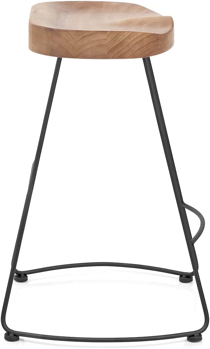 Set of 2 American Elegant Retro Country Style Bar Chair, Modern Fashion Simple Bar Stool, Mid Century Dining Wooden Chair High Stool, 26.8 inches（Black）