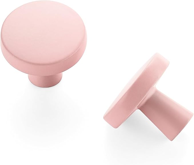 Ravinte 15 Pack Drawer Pulls 1-1/4 Inch Pink Kitchen Cabinet Knobs Solid Round Dresser Handles for Simple Cupboard Hardware