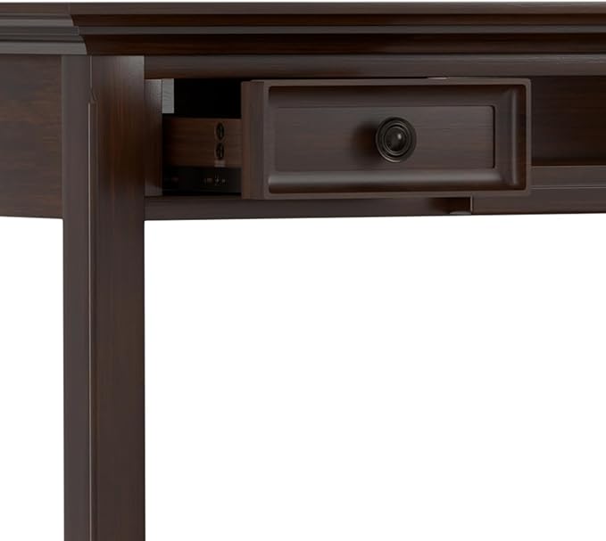 SIMPLIHOME Amherst Desk - 54-Inch Wide Solid Wood Writing Desk in Russet Brown, Transitional Home Office Computer Table for Workspace or Study with 2 Drawers and Flip-Down Keyboard Tray