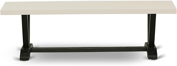East West Furniture V626VE650-6 6 Piece Kitchen Table Set Contains a Rectangle Dining Table with V-Legs and 4 Dark Gotham Linen Fabric Parson Chairs with a Bench, 36x60 Inch, Multi-Color