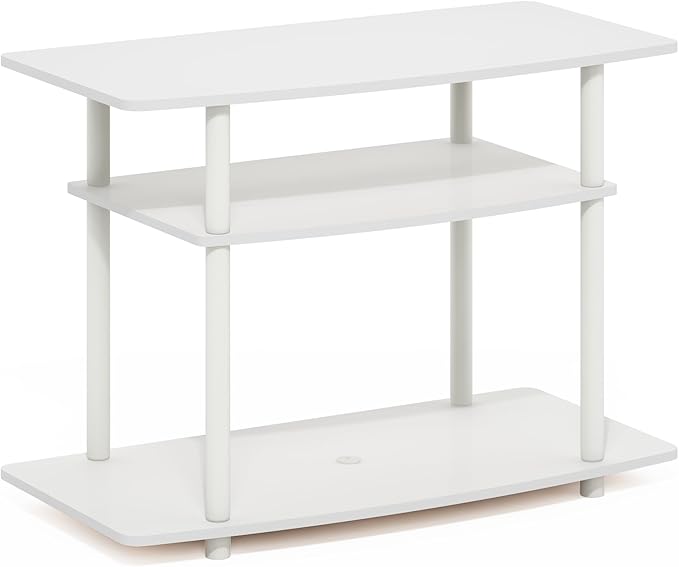 Furinno Turn-N-Tube No Tools 3-Tier TV Stands, White/White