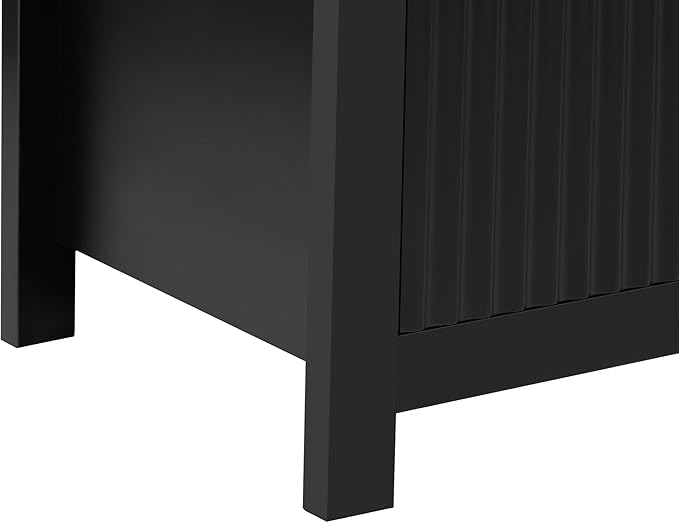 Merax Modern Wave-Pattern Sideboard Cabinet with 2 Drawers and 4 Doors,Buffet Cabinet,Aluminum Arc Handles,Scandinavian Style,Suitable for Entryway, Living Room,Foyer,Black
