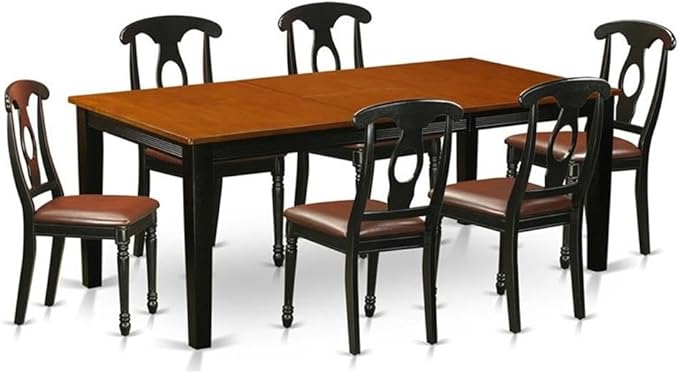 East West Furniture QUKE7-BCH-LC 7 Piece Dinette Set Consist of a Rectangle Dining Room Table with Butterfly Leaf and 6 Faux Leather Upholstered Dining Chairs, 40x78 Inch, Black & Cherry