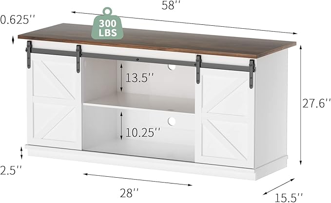 YESHOMY TV Stand Set with a Farmhouse Style Coffee Table,for Living Room,with Big Capacity, White
