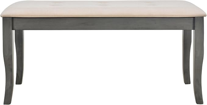 Ball & Cast Dining Table Set for 6, 60" Rectangular Dining Room Table with 4 Upholstered Chairs and 1 Bench, 6-Piece Farmhouse Dining Furniture Set with Solid Wood Legs for Kitchen,Antique Gray
