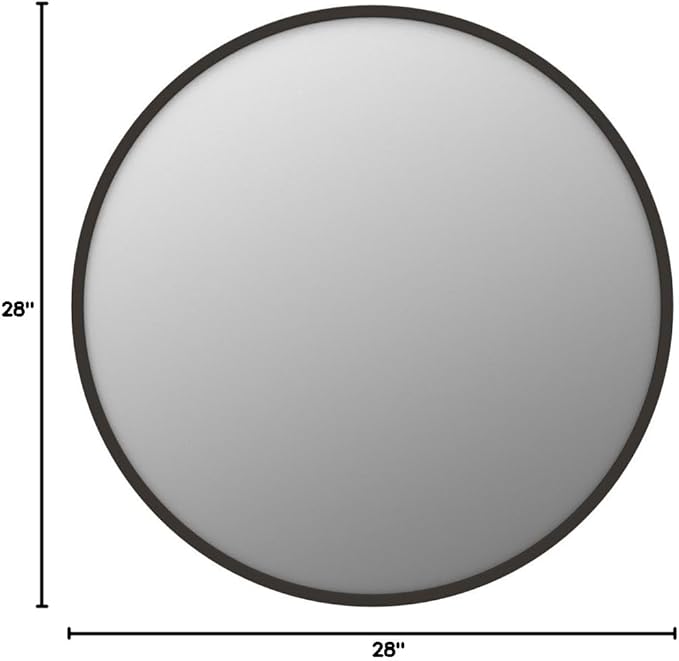 Growsun 28'' Black Round Mirror for Bathroom, Circle Bathroom Mirror for Wall, Entryway Living Room with Metal Frame for Home Decor