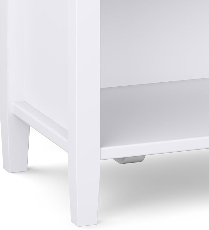 SIMPLIHOME Warm Shaker SOLID WOOD 24 Inch Wide Transitional Bedside Nightstand Table in White, For the Living Room and Bedroom