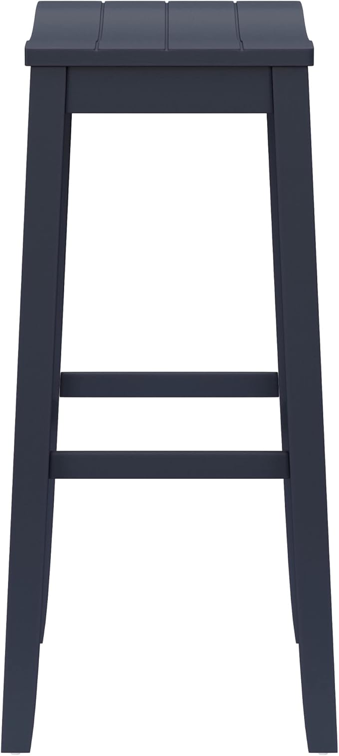 Hillsdale Fiddler Wood Backless Bar Height Stool with Saddle-Style Seat, Navy