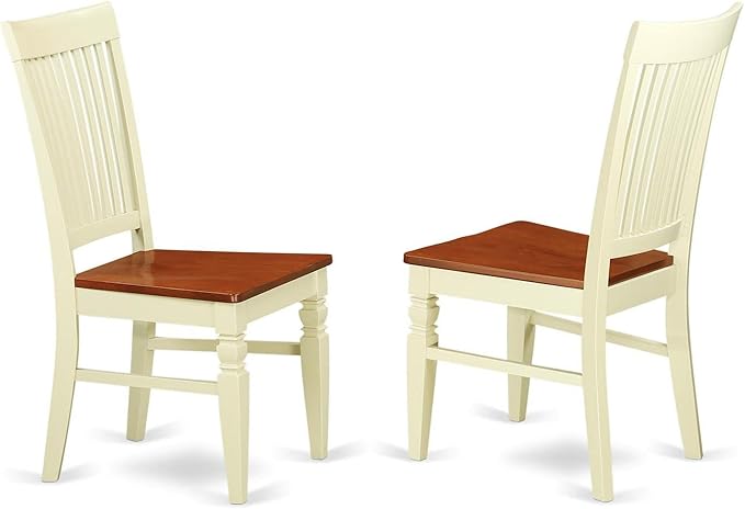 East West Furniture DLWE5-BMK-W 5 Piece Dinette Set for 4 Includes a Round Dining Table with Dropleaf and 4 Dining Room Chairs, 42x42 Inch, Buttermilk & Cherry