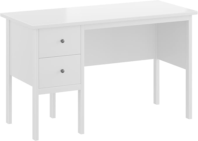 BHG Computer Desk with Drawers,Modern White Home Office Desk with Storage Filing Cabinet, Vanity Desk Makeup Dressing Table for Bedroom,Small Writing Table PC Desks for Study(White, 43.3")