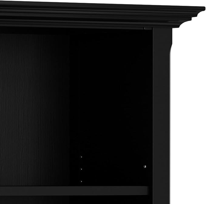 SIMPLIHOME Amherst Bookcase - 70 inch Tall 5-Shelf Solid Wood Bookshelf in Black, Transitional Storage for Living Room, Study Room or Office with Adjustable Shelves and Tapered Legs