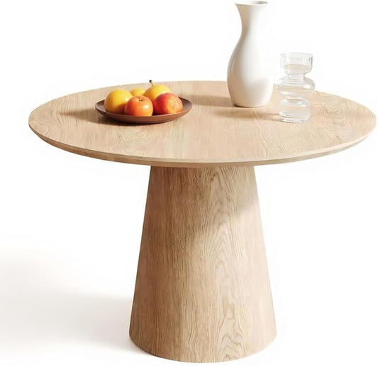Round Dining Table for 4, 43" Wood Round Kitchen Table, Circle Dining Tables for Kitchen Living Room, Small Spaces
