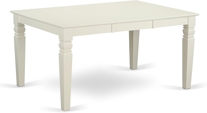 East West Furniture WEIP5-WHI-C 5 Piece Dining Room Table Set Includes a Rectangle Kitchen Table with Butterfly Leaf and 4 Linen Fabric Upholstered Dining Chairs, 42x60 Inch, Linen White