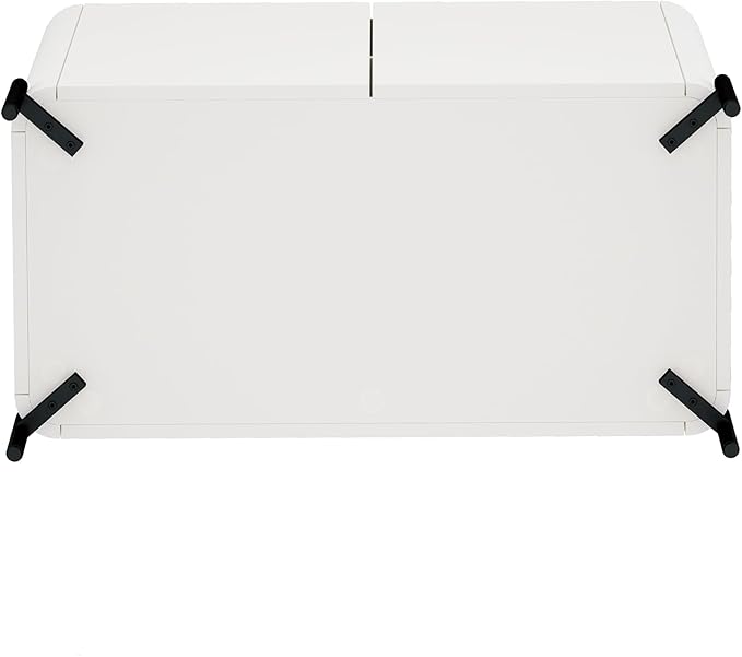 Manhattan Comfort Abbey Accent Cabinet with Doors, Tray Top Design and Adjustable Shelves, Sleek Modern Storage Furniture for Dining Area, Living Room, Bedroom, Entryway, Maple and Off White