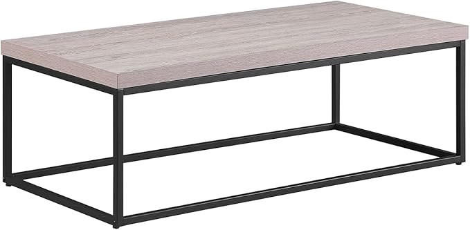 CENSI 47-Inch Grey Wash Accent Coffee Table/Center Table for Living Room, Rectangle Modern Industrial Style,Wood and Metal, Max.Loading 220 lbs. (French Oak)